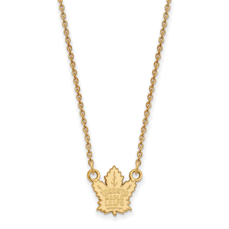 Vergoldet Sterlingsilber Nhl Logoart Toronto Maple Leafs Klein Anhänger 18 Zoll Halskette