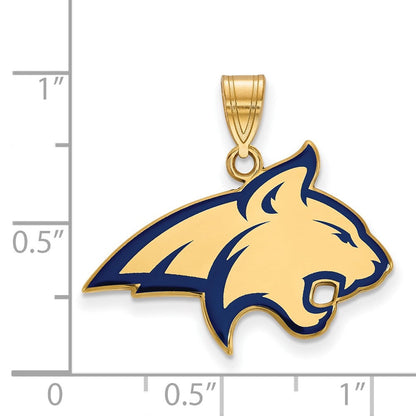 Vergoldet Sterlingsilber Logoart Montana State University Bobcat Groß Emailliert Anhänger