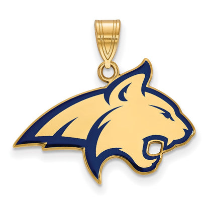 Vergoldet Sterlingsilber Logoart Montana State University Bobcat Groß Emailliert Anhänger