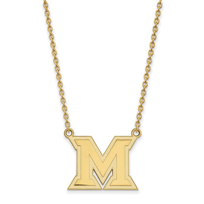 10K Gelbgold Logoart Miami University Ohio Buchstabe M Groß Anhänger 18 Zoll Halskette