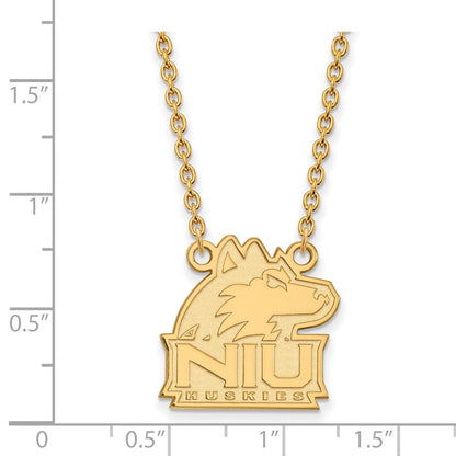 Vergoldet Sterlingsilber Logoart Northern Illinois University N I U Huskies Mittel Anhänger 18 Zoll Halskette