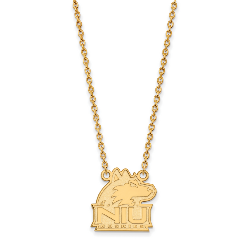 10K Gelbgold Logoart Northern Illinois University N I U Huskies Mittel Anhänger 18 Zoll Halskette