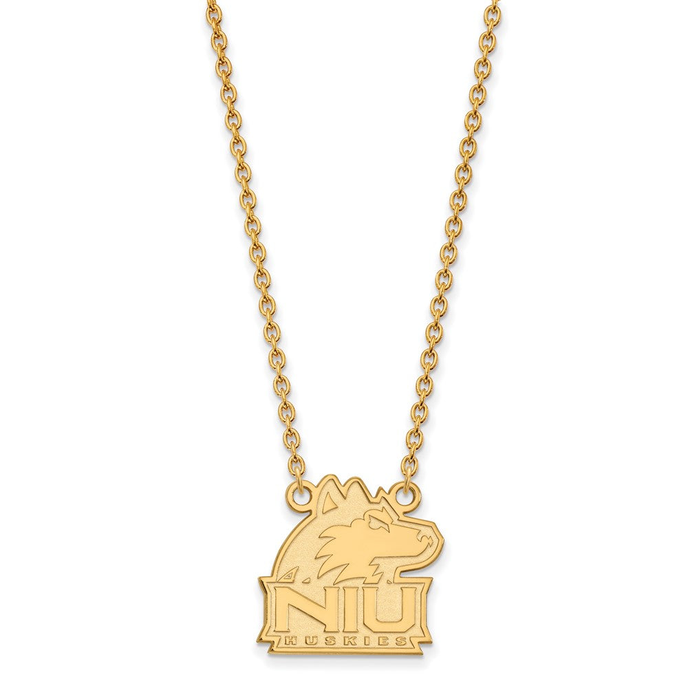 Vergoldet Sterlingsilber Logoart Northern Illinois University N I U Huskies Mittel Anhänger 18 Zoll Halskette