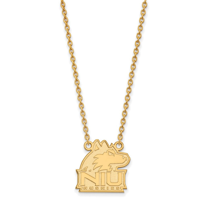 Vergoldet Sterlingsilber Logoart Northern Illinois University N I U Huskies Mittel Anhänger 18 Zoll Halskette