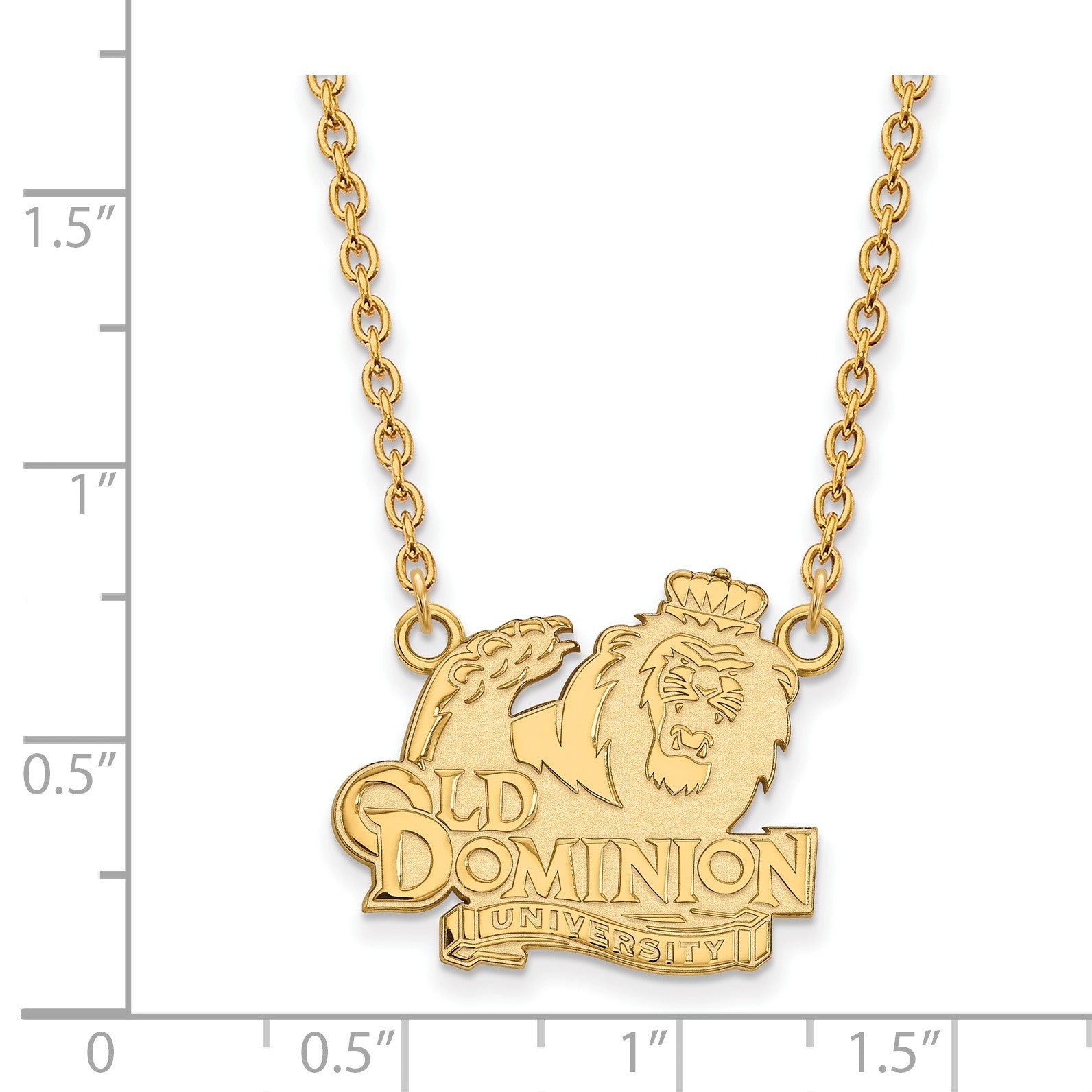 Vergoldet Sterlingsilber Logoart Old Dominion University Groß Anhänger 18 Zoll Halskette