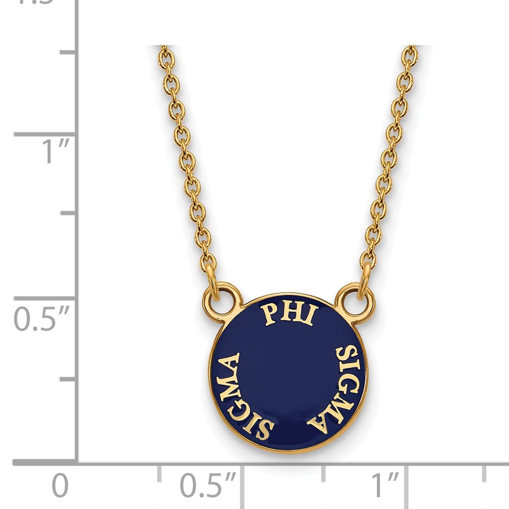 Vergoldet Sterlingsilber Logoart Phi Sigma Sorority Text Klein Farbe Emaille Anhänger 18 Zoll Halskette