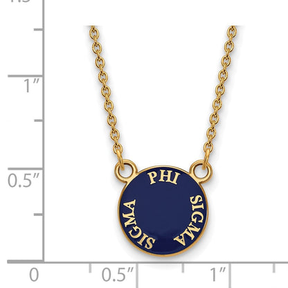 Vergoldet Sterlingsilber Logoart Phi Sigma Sorority Text Klein Farbe Emaille Anhänger 18 Zoll Halskette