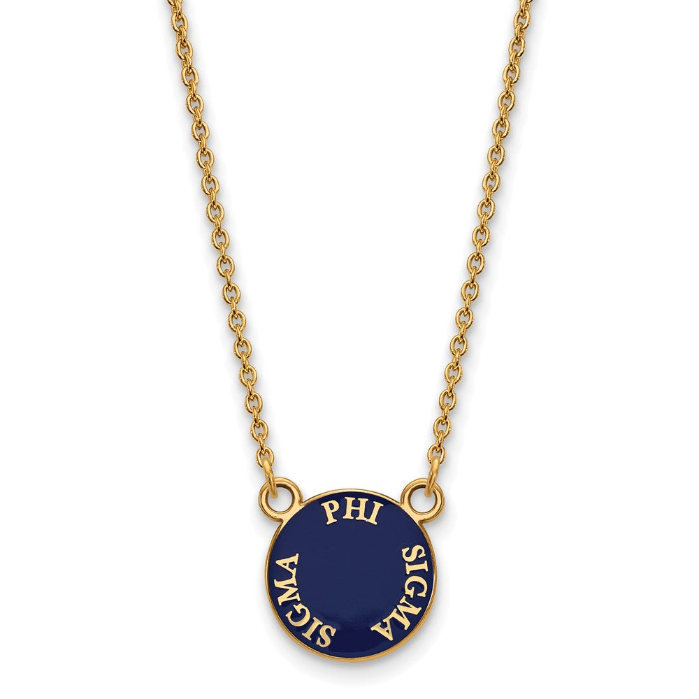 Vergoldet Sterlingsilber Logoart Phi Sigma Sorority Text Klein Farbe Emaille Anhänger 18 Zoll Halskette