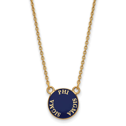 Vergoldet Sterlingsilber Logoart Phi Sigma Sorority Text Klein Farbe Emaille Anhänger 18 Zoll Halskette