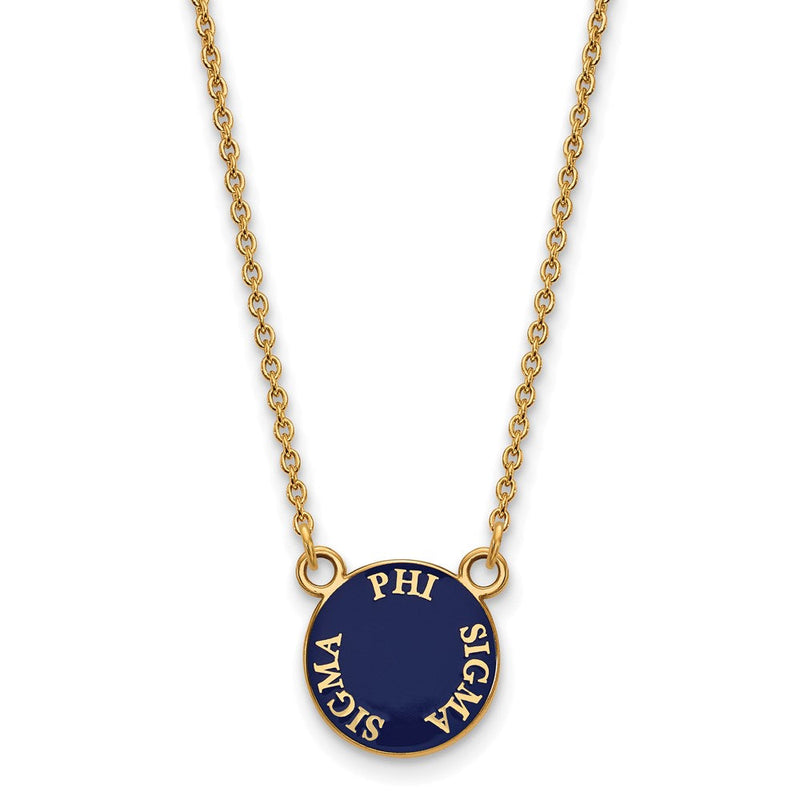Vergoldet Sterlingsilber Logoart Phi Sigma Sorority Text Klein Farbe Emaille Anhänger 18 Zoll Halskette