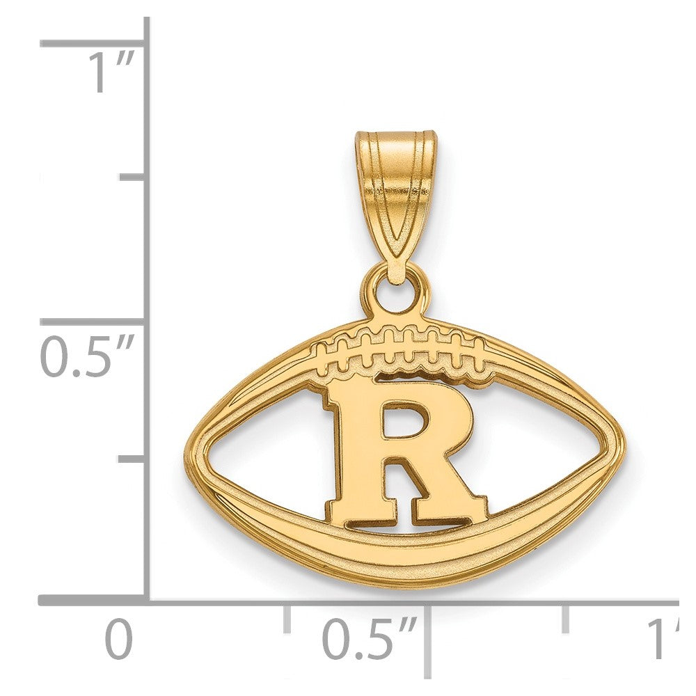 Vergoldet Sterlingsilber Logoart Rutgers University Buchstabe R Football Anhänger
