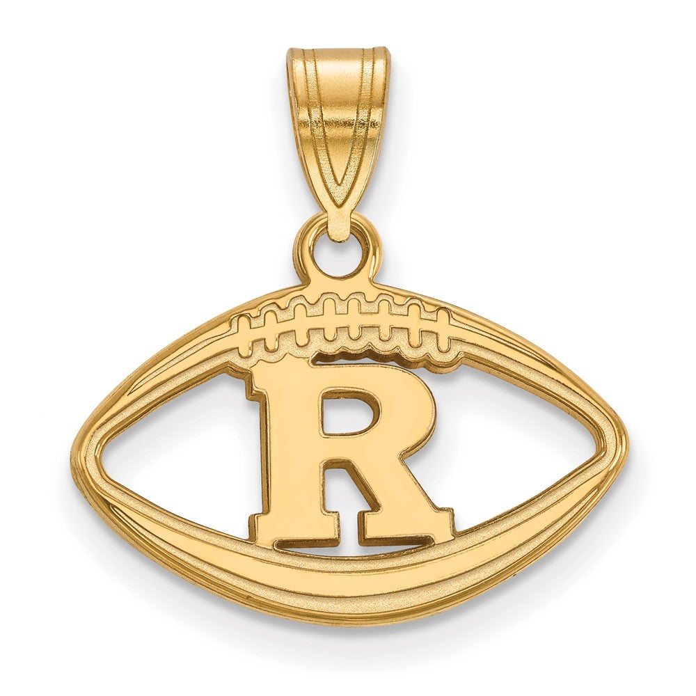 Vergoldet Sterlingsilber Logoart Rutgers University Buchstabe R Football Anhänger