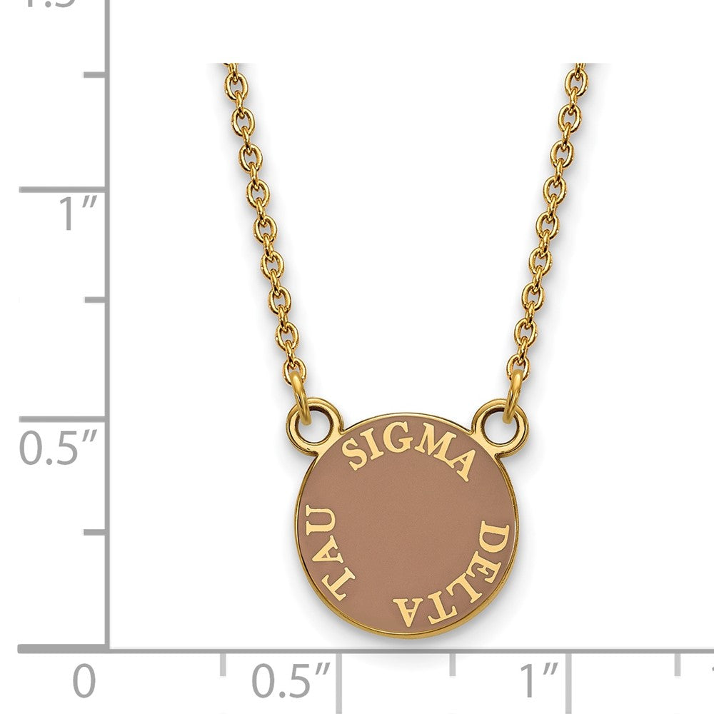 Vergoldet Sterlingsilber Logoart Sigma Delta Tau Sorority Text Klein Farbe Emaille Anhänger 18 Zoll Halskette