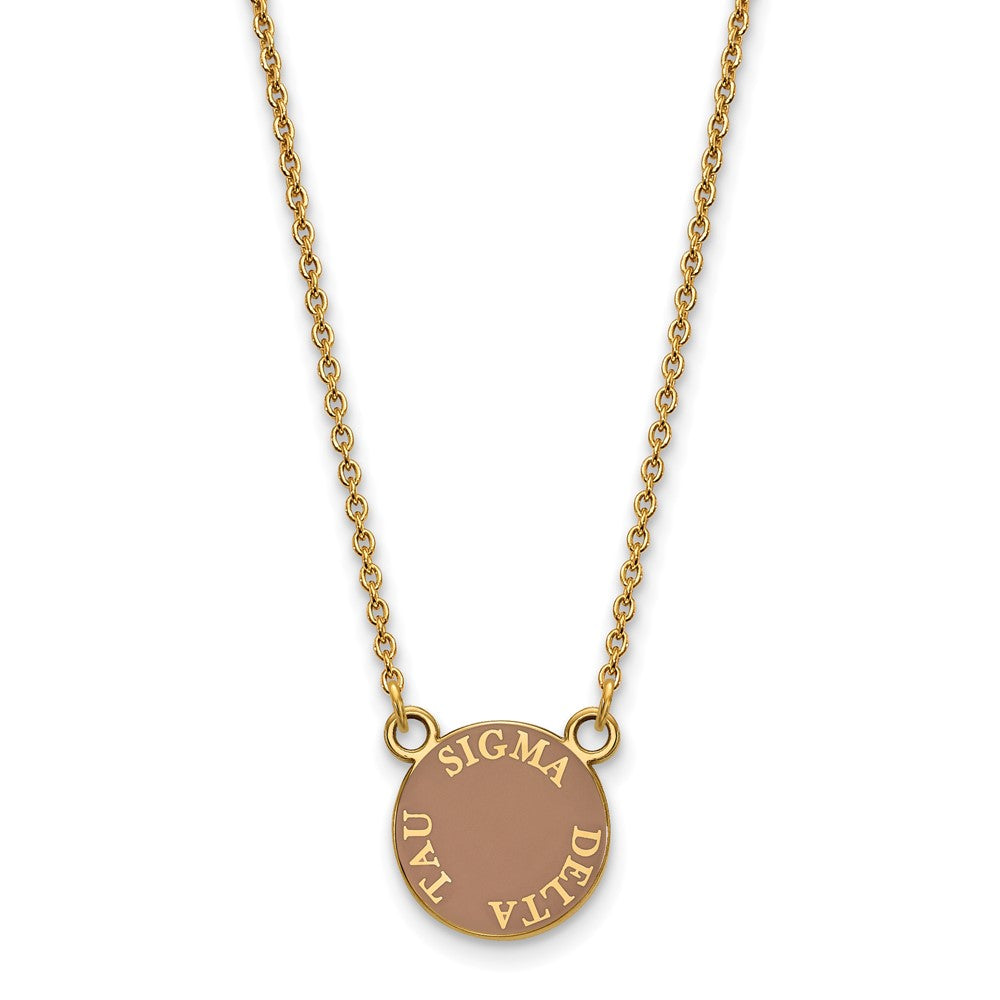 Vergoldet Sterlingsilber Logoart Sigma Delta Tau Sorority Text Klein Farbe Emaille Anhänger 18 Zoll Halskette