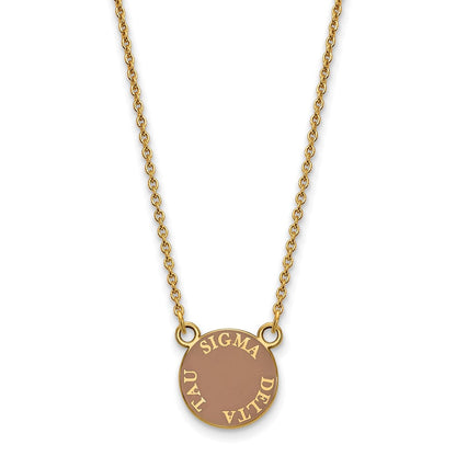 Vergoldet Sterlingsilber Logoart Sigma Delta Tau Sorority Text Klein Farbe Emaille Anhänger 18 Zoll Halskette