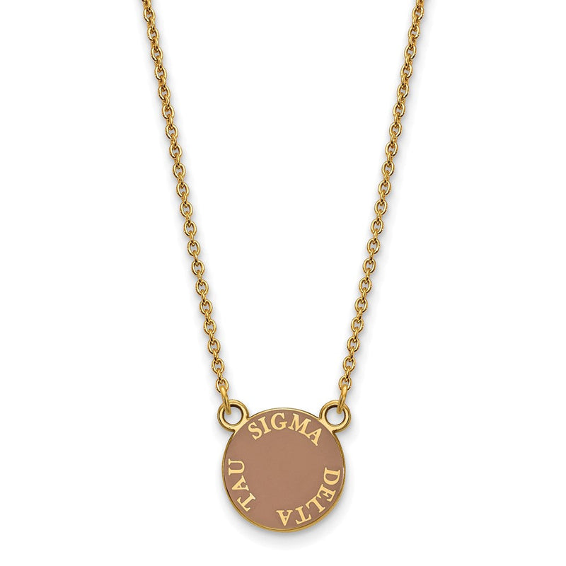 Vergoldet Sterlingsilber Logoart Sigma Delta Tau Sorority Text Klein Farbe Emaille Anhänger 18 Zoll Halskette