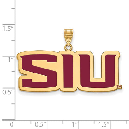 Vergoldet Sterlingsilber Logoart Southern Illinois University S I U Groß Emailliert Anhänger