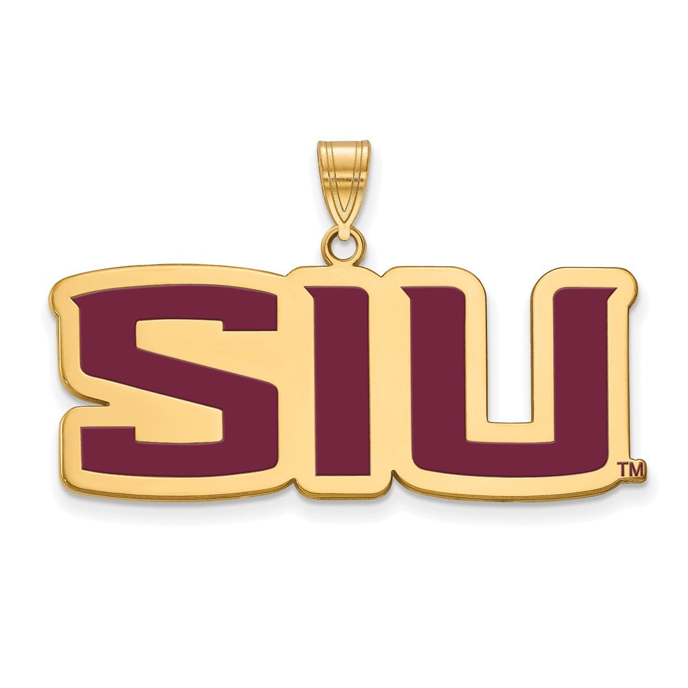 Vergoldet Sterlingsilber Logoart Southern Illinois University S I U Groß Emailliert Anhänger
