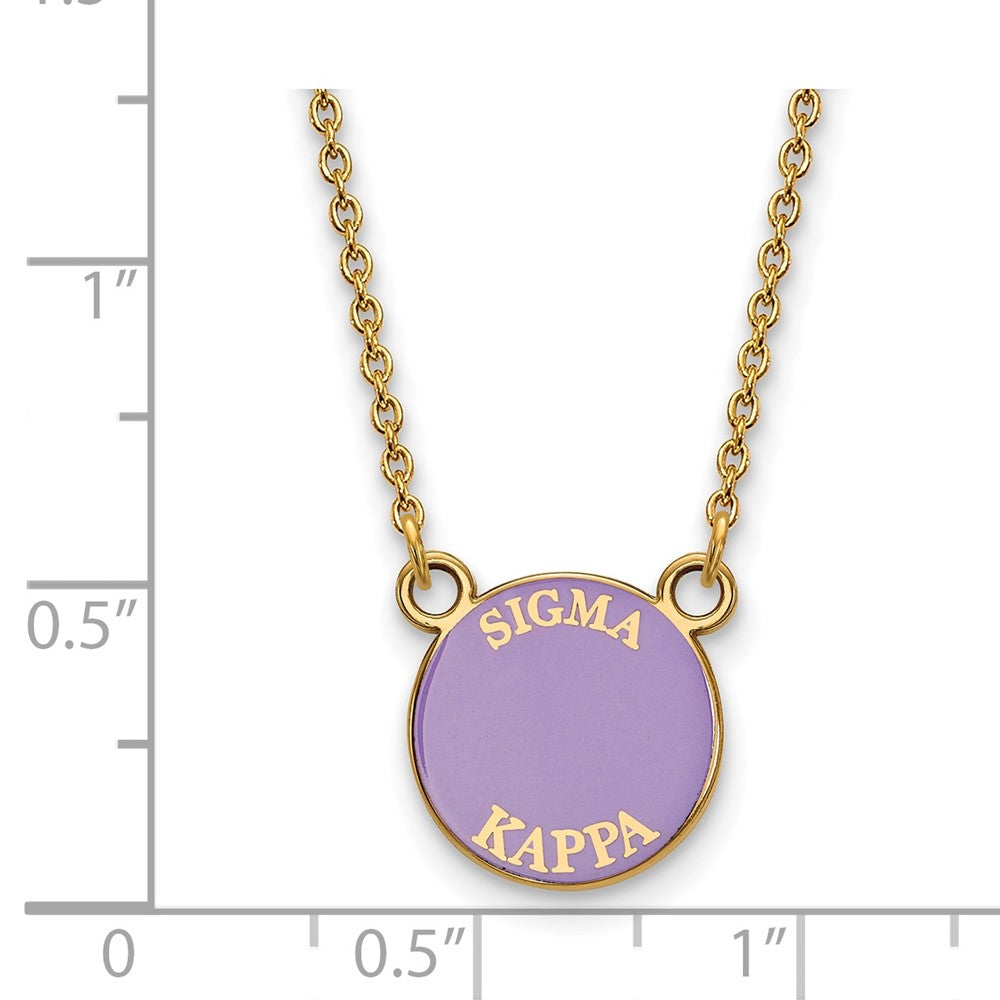 Vergoldet Sterlingsilber Logoart Sigma Kappa Sorority Text Klein Farbe Emaille Anhänger 18 Zoll Halskette