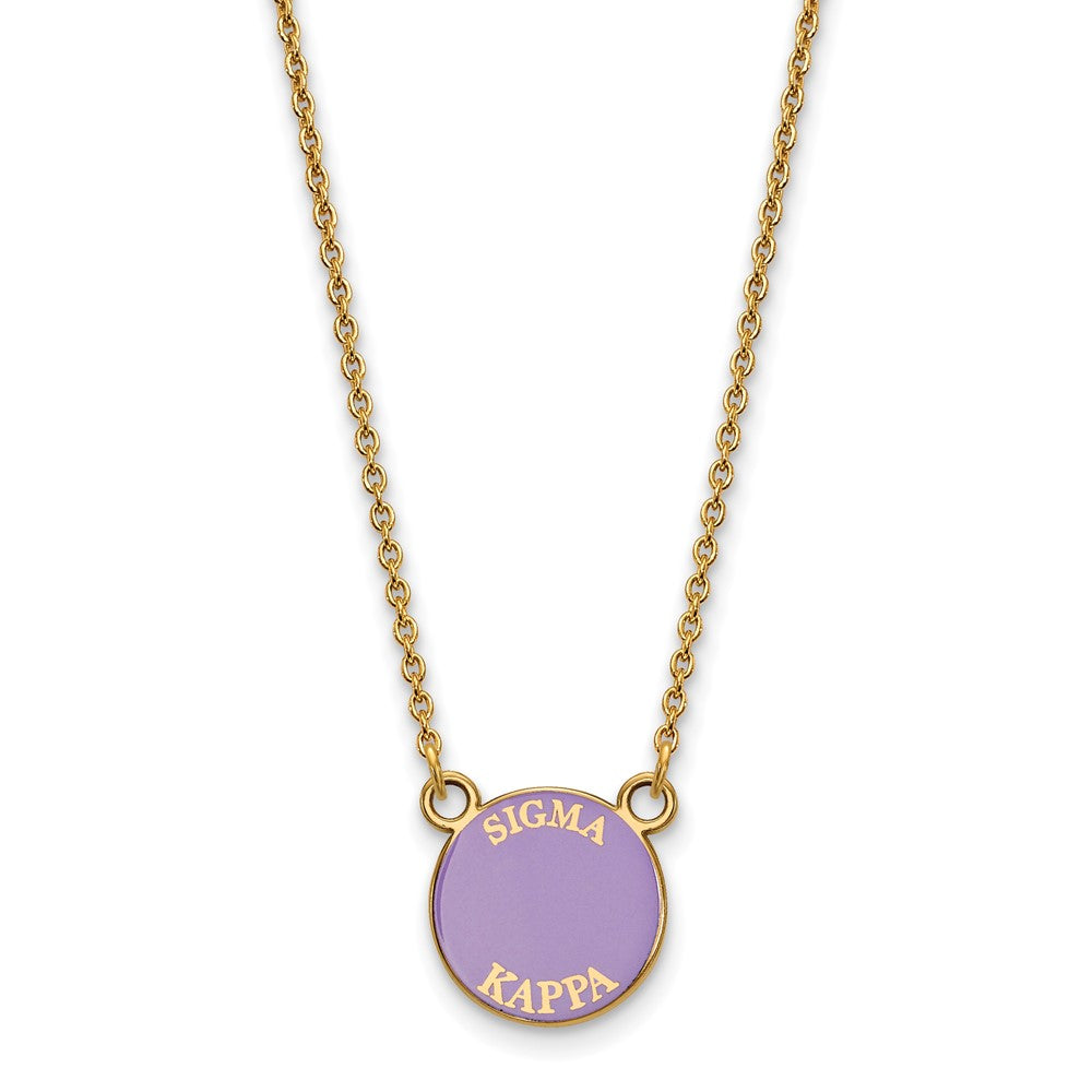 Vergoldet Sterlingsilber Logoart Sigma Kappa Sorority Text Klein Farbe Emaille Anhänger 18 Zoll Halskette