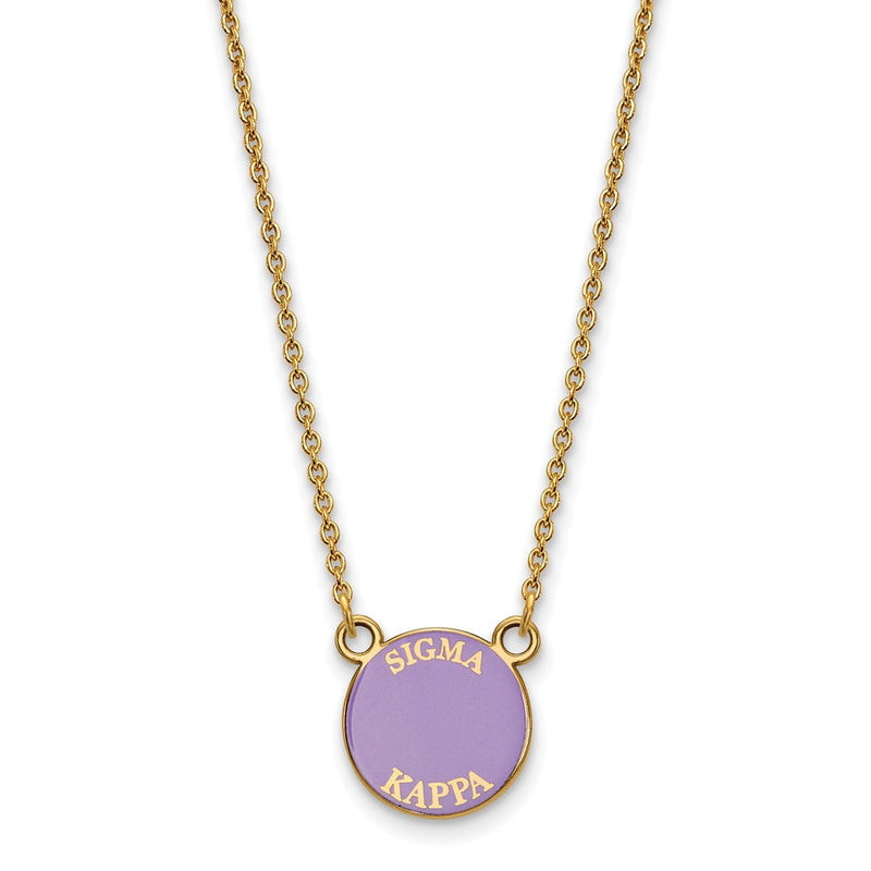 Vergoldet Sterlingsilber Logoart Sigma Kappa Sorority Text Klein Farbe Emaille Anhänger 18 Zoll Halskette