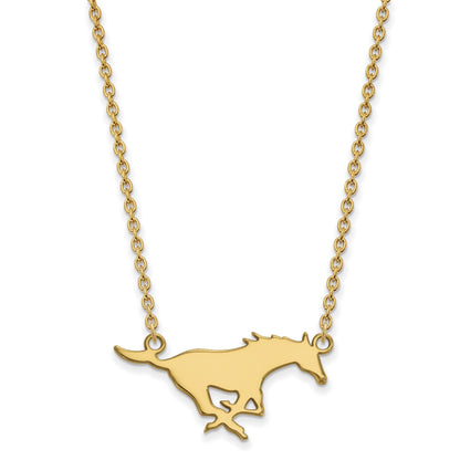 10K Gelbgold Logoart Southern Methodist University Mustang Groß Anhänger 18 Zoll Halskette