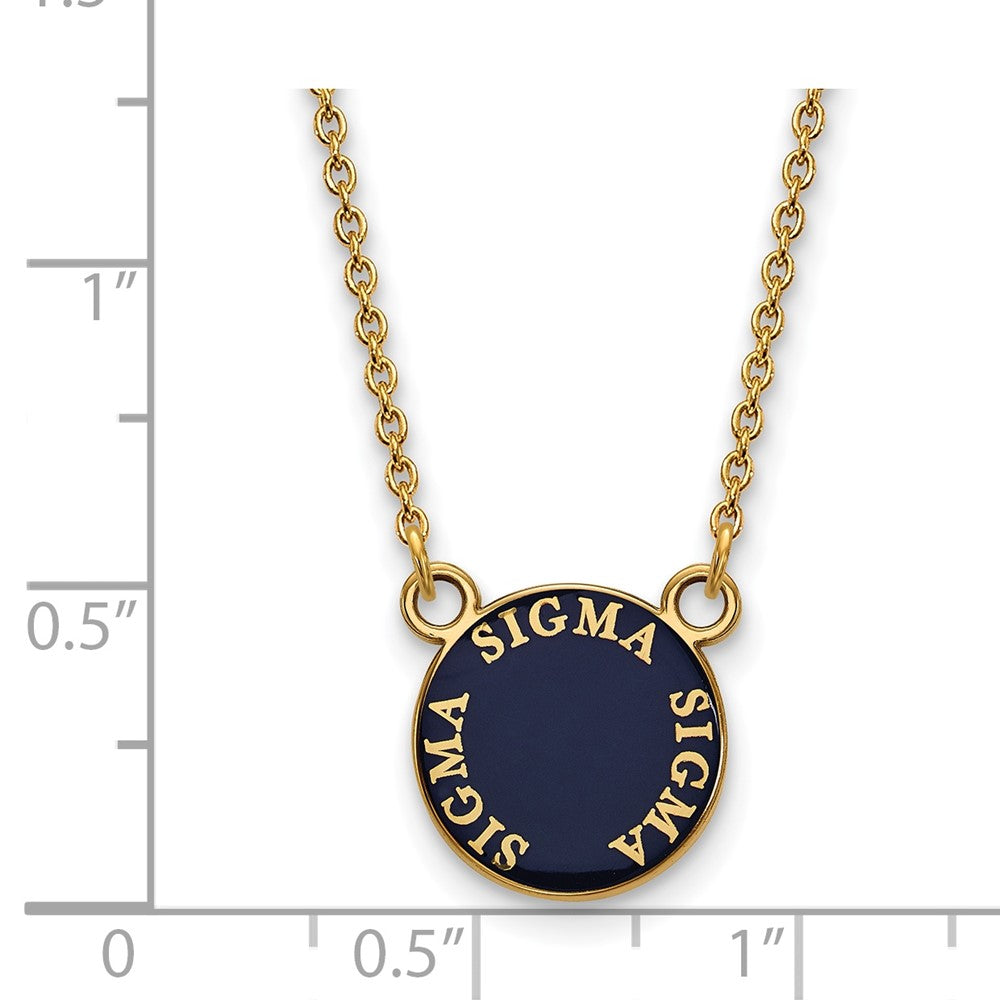 Vergoldet Sterlingsilber Logoart Sigma Sorority Text Klein Farbe Emaille Anhänger 18 Zoll Halskette
