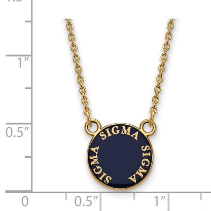 Vergoldet Sterlingsilber Logoart Sigma Sorority Text Klein Farbe Emaille Anhänger 18 Zoll Halskette