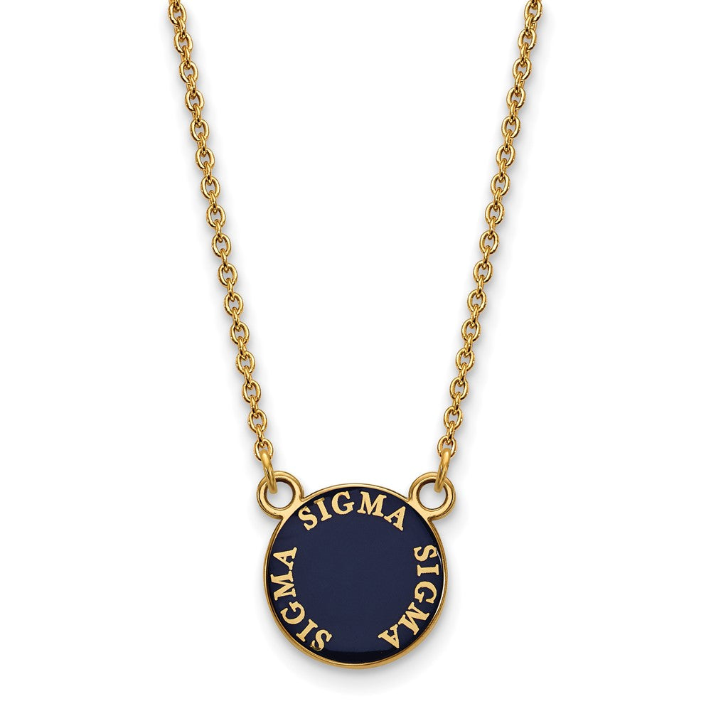 Vergoldet Sterlingsilber Logoart Sigma Sorority Text Klein Farbe Emaille Anhänger 18 Zoll Halskette