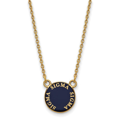 Vergoldet Sterlingsilber Logoart Sigma Sorority Text Klein Farbe Emaille Anhänger 18 Zoll Halskette