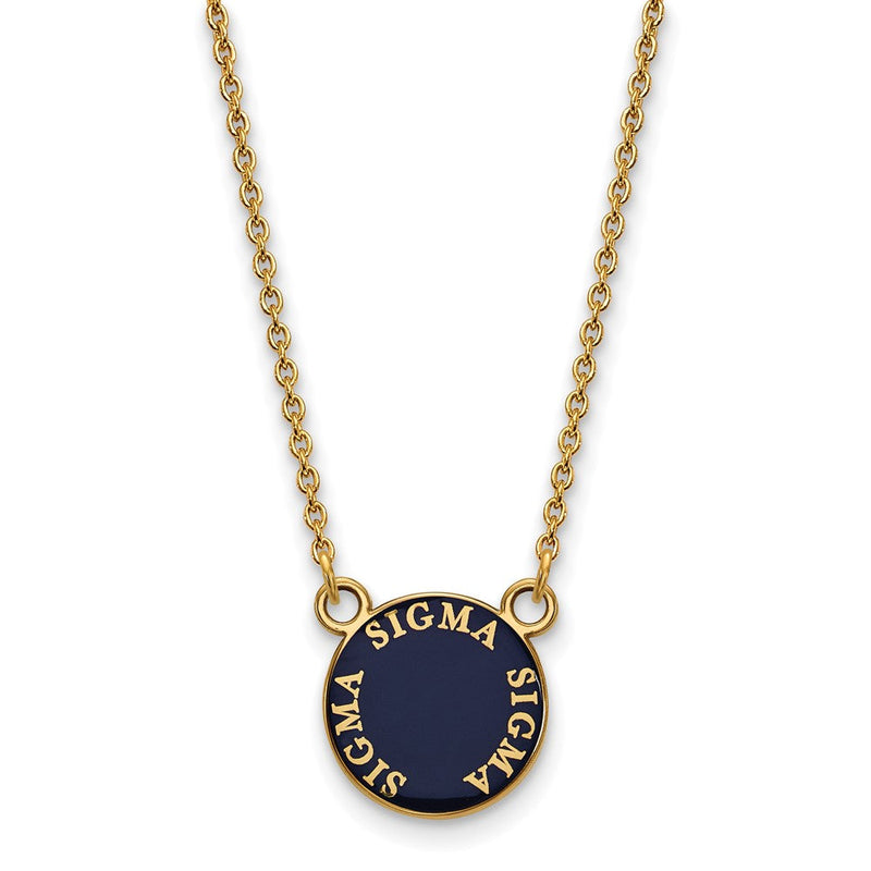 Vergoldet Sterlingsilber Logoart Sigma Sorority Text Klein Farbe Emaille Anhänger 18 Zoll Halskette
