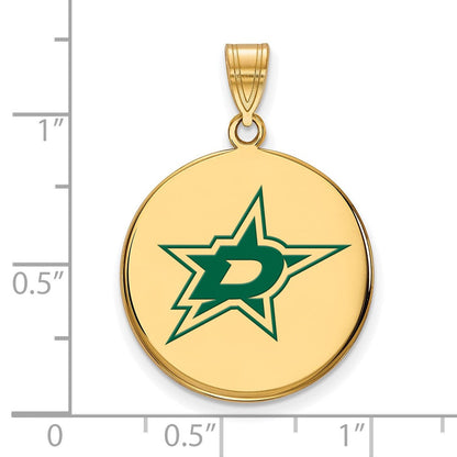 Vergoldet Sterlingsilber Nhl Logoart Dallas Sterne Groß Emailliert Plättchen Anhänger