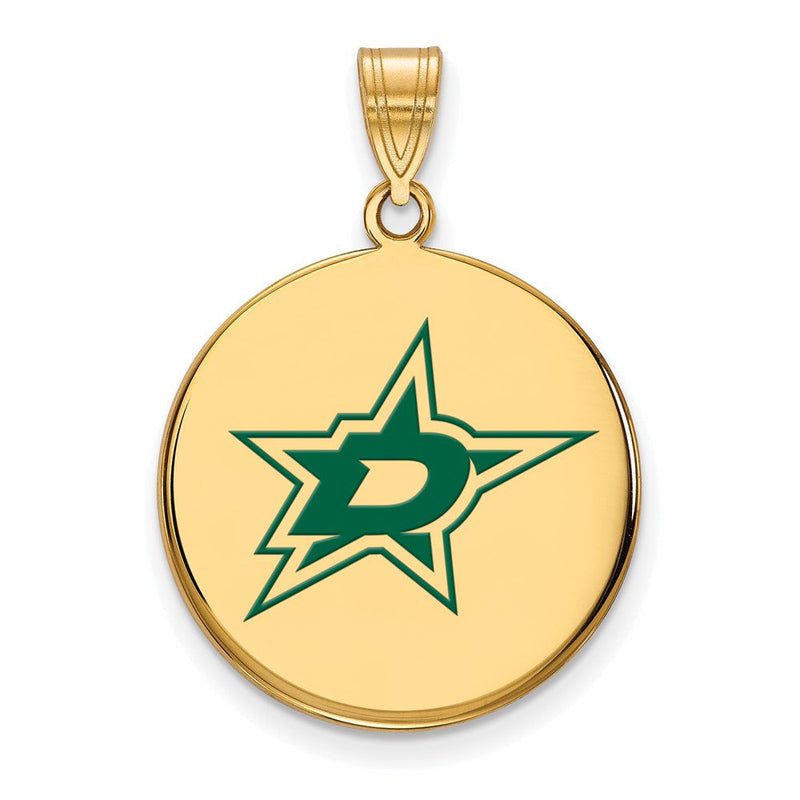 Vergoldet Sterlingsilber Nhl Logoart Dallas Sterne Groß Emailliert Plättchen Anhänger