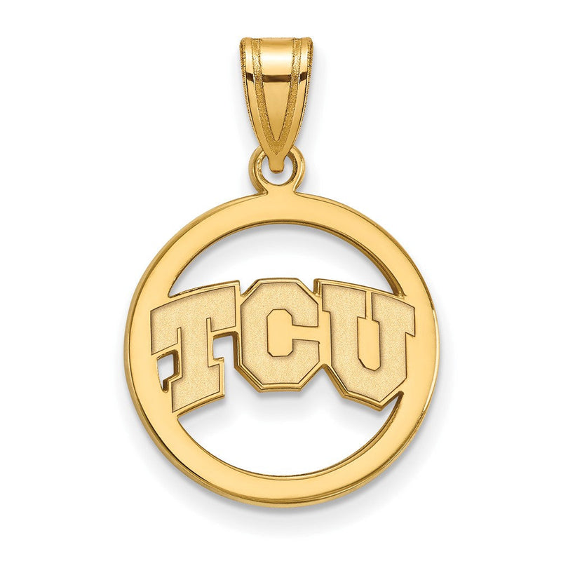 Vergoldet Sterlingsilber Logoart Texas Christlich University T C U Med Kreis Anhänger