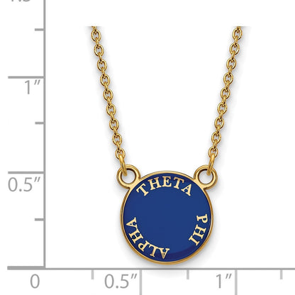 Vergoldet Sterlingsilber Logoart Theta Phi Alpha Sorority Text Klein Farbe Emaille Anhänger 18 Zoll Halskette