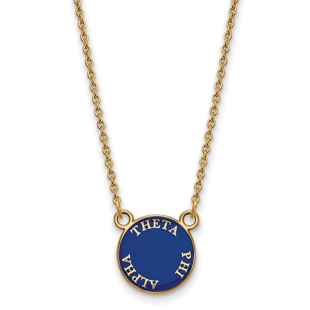 Vergoldet Sterlingsilber Logoart Theta Phi Alpha Sorority Text Klein Farbe Emaille Anhänger 18 Zoll Halskette