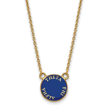 Vergoldet Sterlingsilber Logoart Theta Phi Alpha Sorority Text Klein Farbe Emaille Anhänger 18 Zoll Halskette