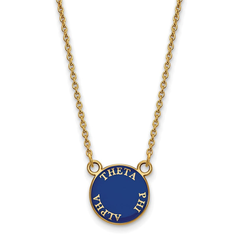 Vergoldet Sterlingsilber Logoart Theta Phi Alpha Sorority Text Klein Farbe Emaille Anhänger 18 Zoll Halskette