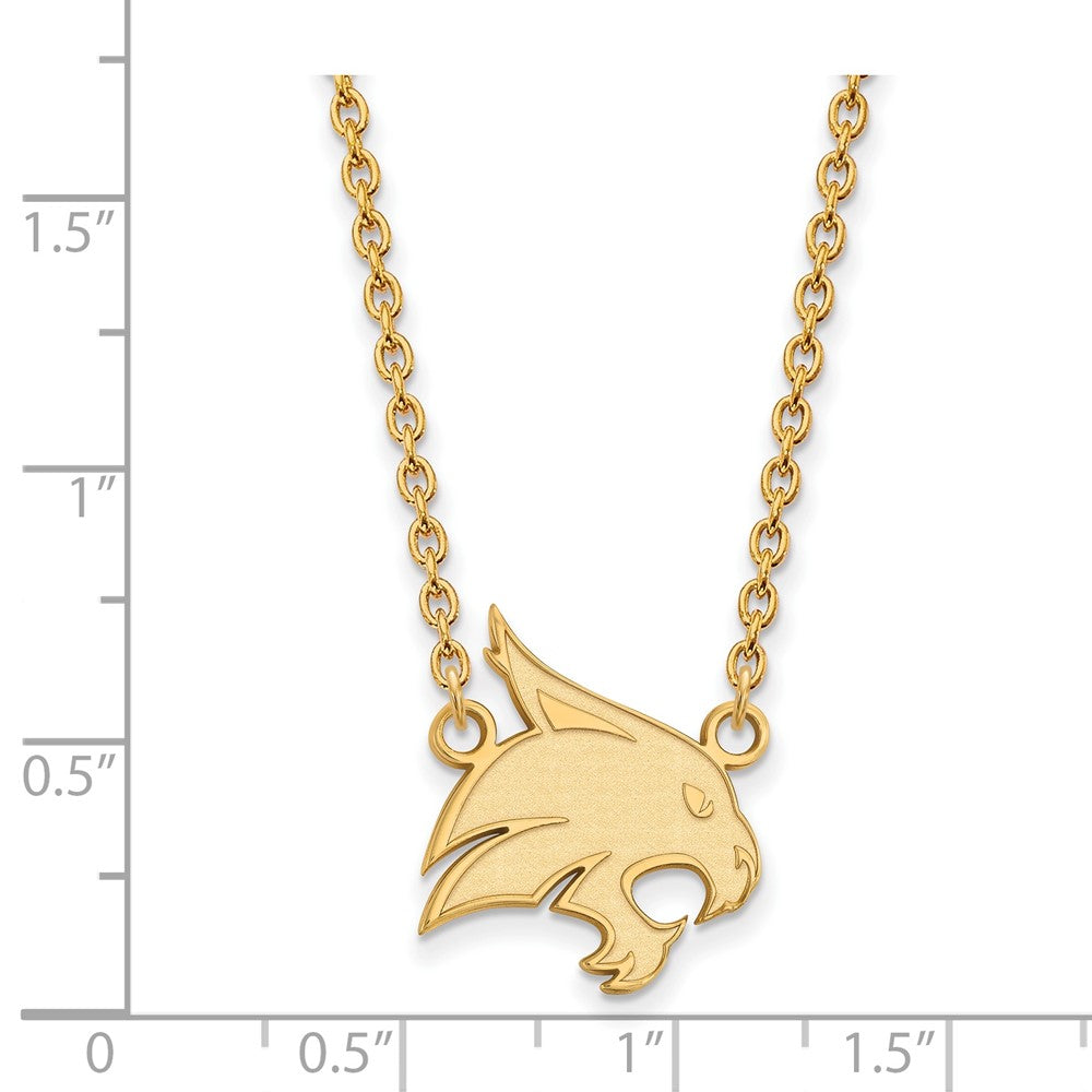 10K Gelbgold Logoart Texas State University Bobcat Groß Anhänger 18 Zoll Halskette