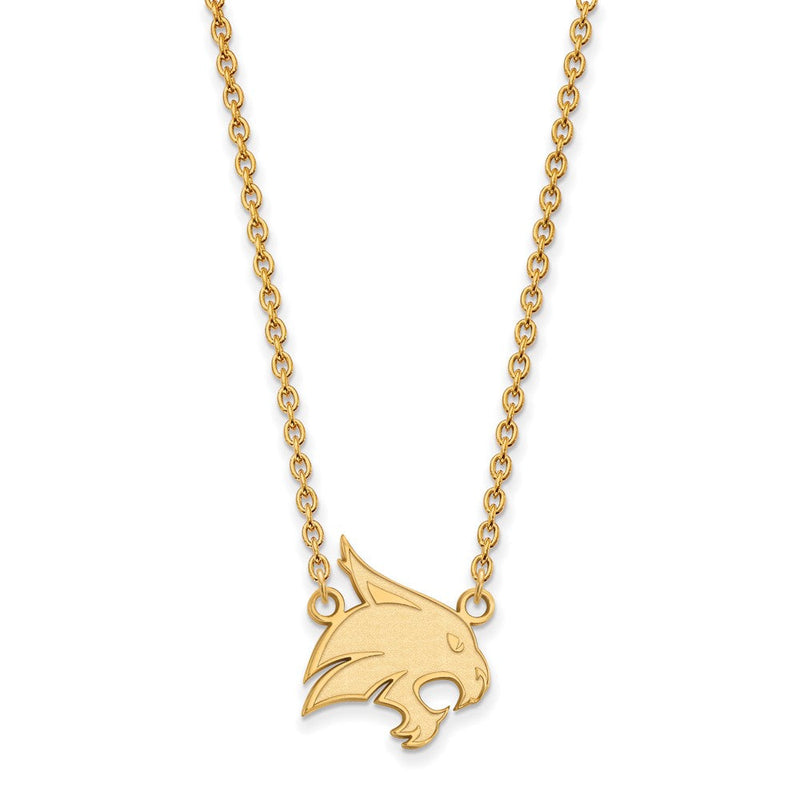 10K Gelbgold Logoart Texas State University Bobcat Groß Anhänger 18 Zoll Halskette