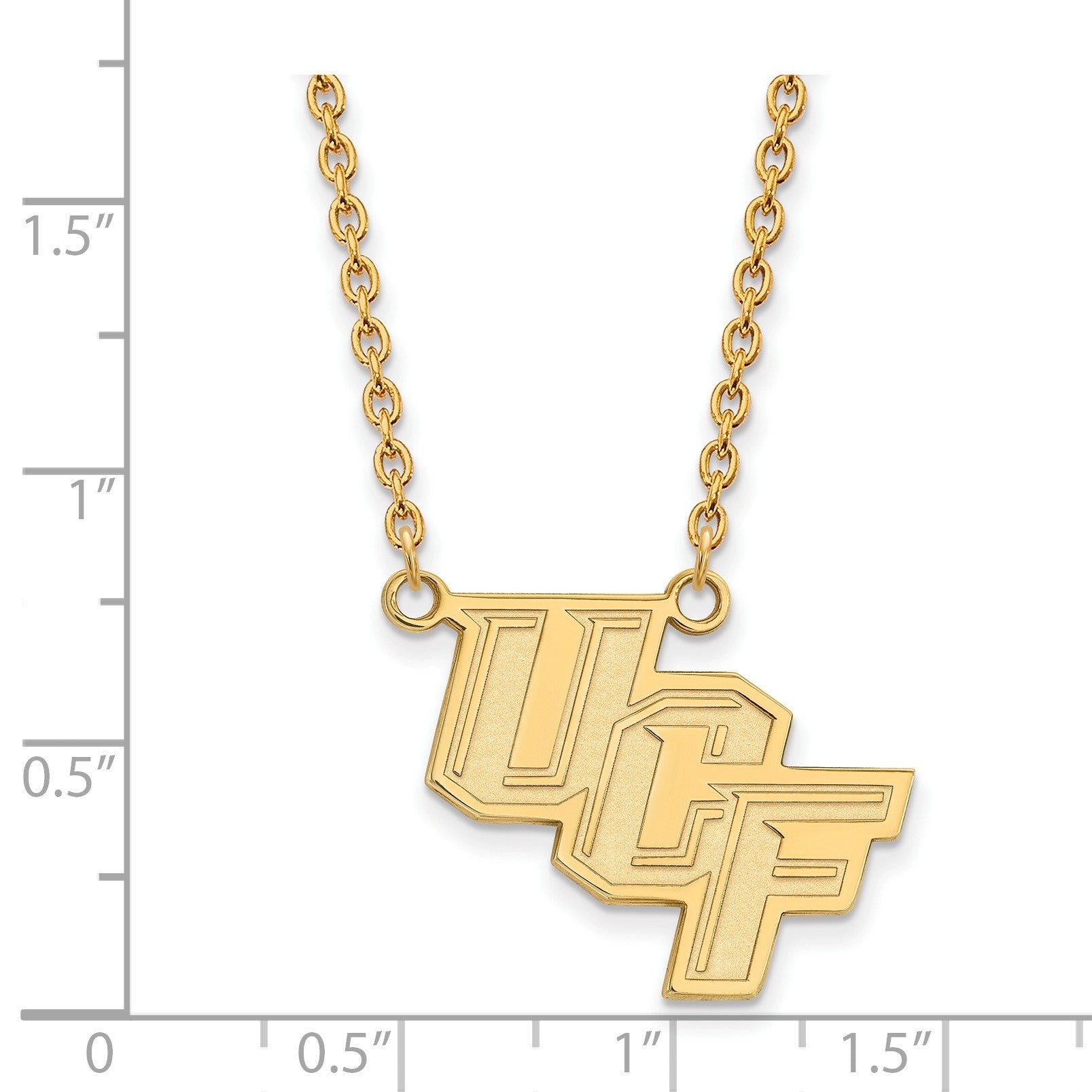 Vergoldet Sterlingsilber Logoart University Of Central Florida U C F Groß Anhänger 18 Zoll Halskette