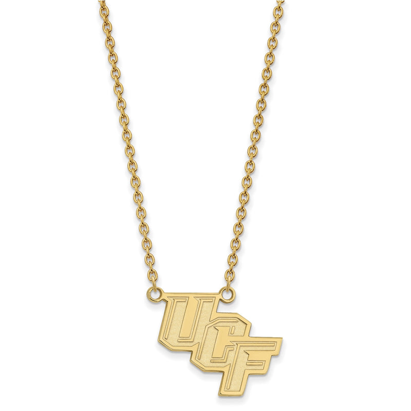 10K Gelbgold Logoart University Of Central Florida U C F Groß Anhänger 18 Zoll Halskette