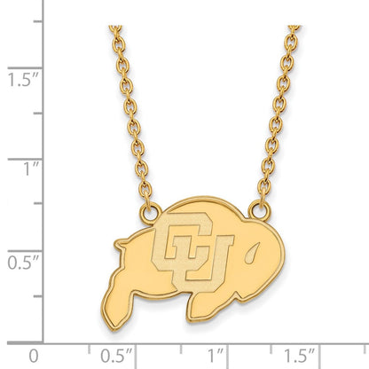 Vergoldet Sterlingsilber Logoart University Of Colorado Buffalo Groß Anhänger 18 Zoll Halskette