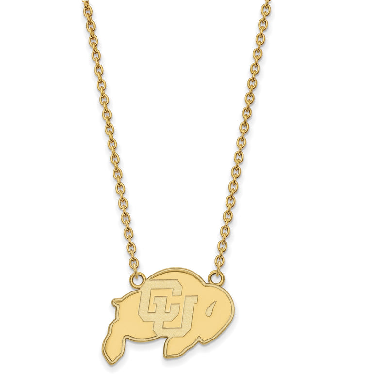 10K Gelbgold Logoart University Of Colorado Buffalo Groß Anhänger 18 Zoll Halskette