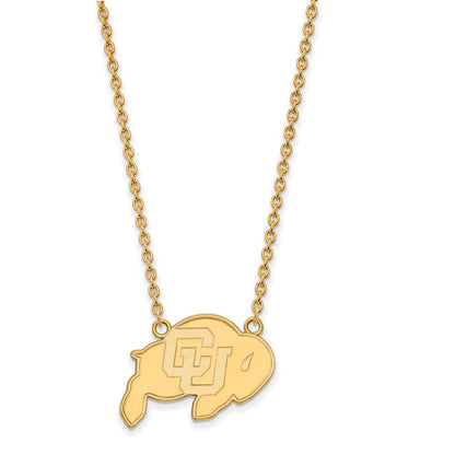 Vergoldet Sterlingsilber Logoart University Of Colorado Buffalo Groß Anhänger 18 Zoll Halskette