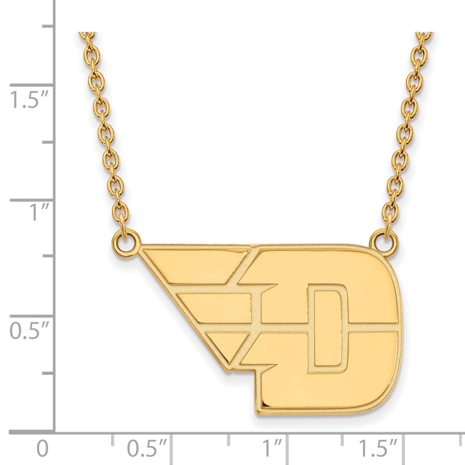 Vergoldet Sterlingsilber Logoart University Of Dayton Groß Anhänger 18 Zoll Halskette