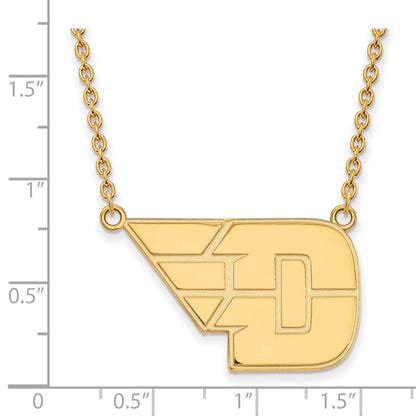 Vergoldet Sterlingsilber Logoart University Of Dayton Groß Anhänger 18 Zoll Halskette