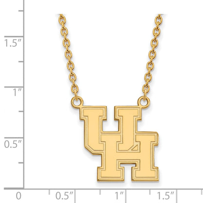Vergoldet Sterlingsilber Logoart University Of Houston U H Groß Anhänger 18 Zoll Halskette