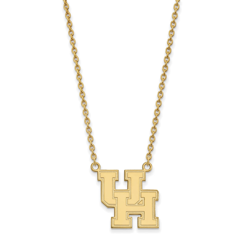 10K Gelbgold Logoart University Of Houston U H Groß Anhänger 18 Zoll Halskette