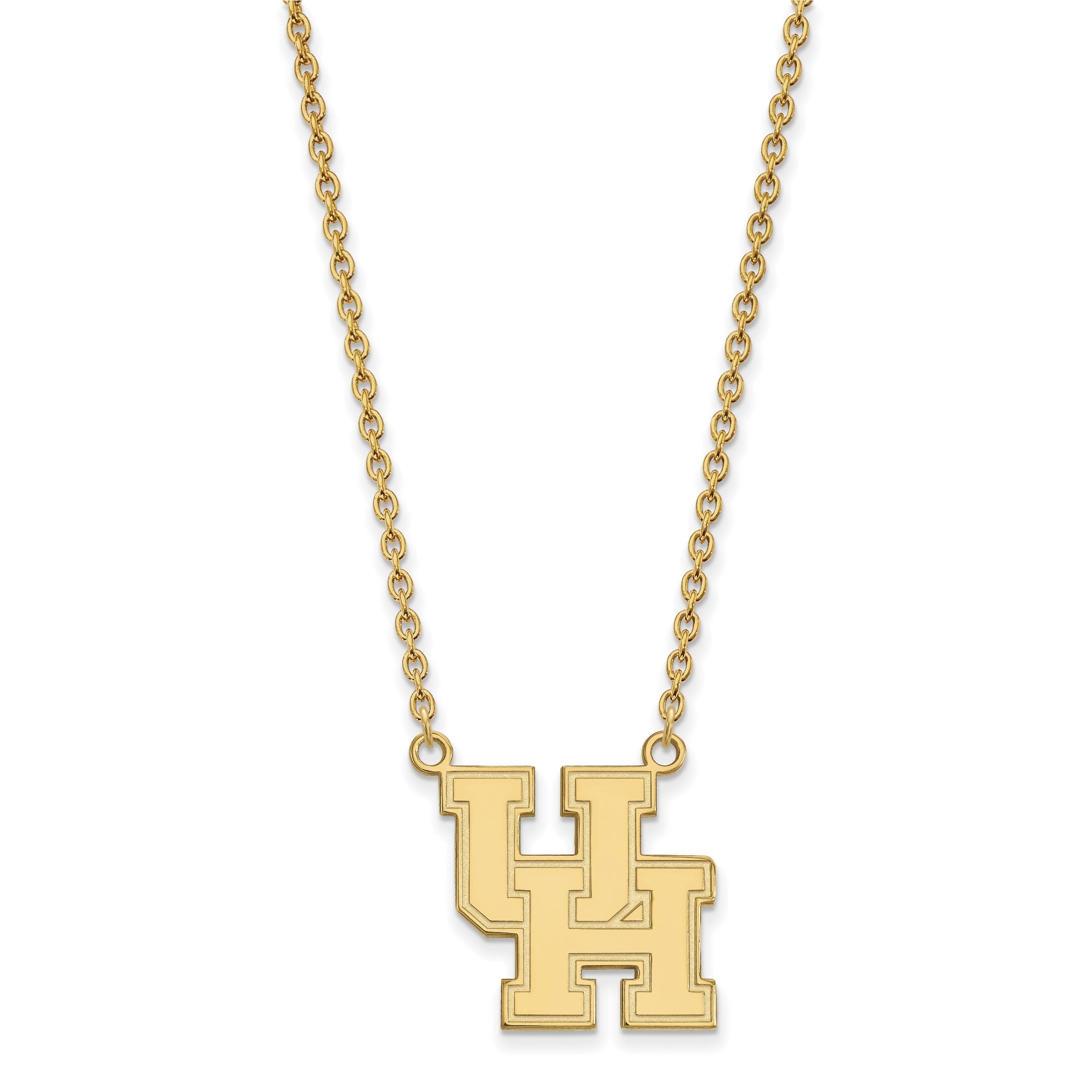 Vergoldet Sterlingsilber Logoart University Of Houston U H Groß Anhänger 18 Zoll Halskette